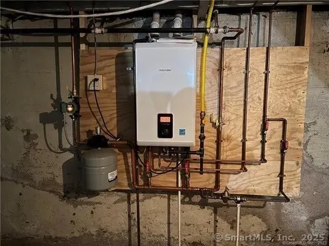 a close view of water heater room