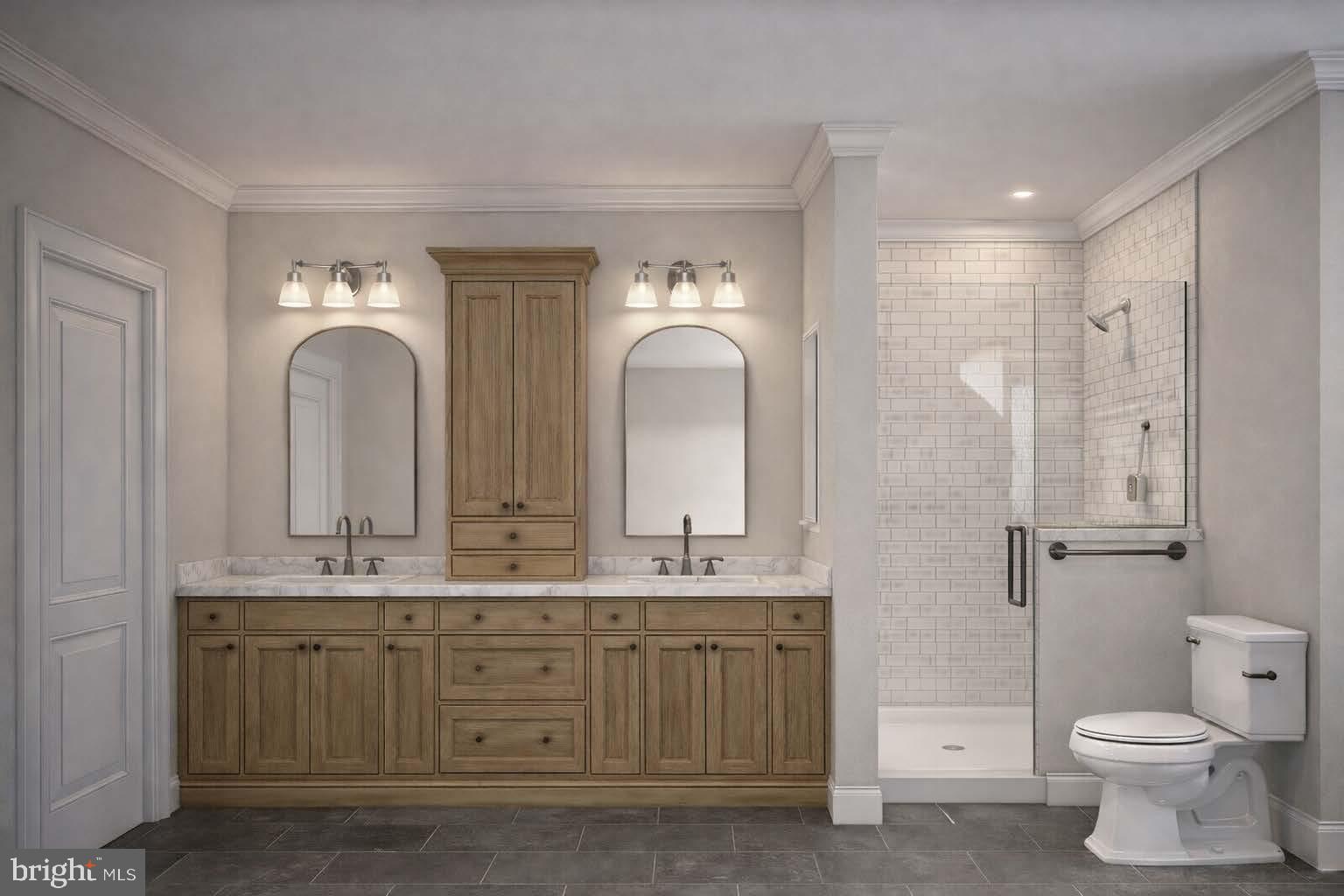 780 West Cedarville Road Pottstown, PA 19465 - Photo 5 of 8 a bathroom with a double vanity sink toilet and a mirror