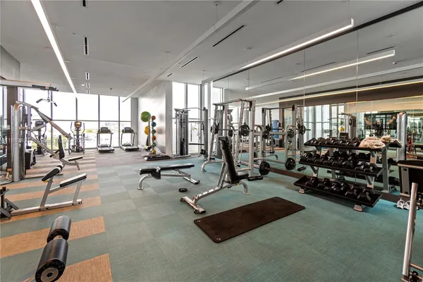 a view of a room with gym equipment