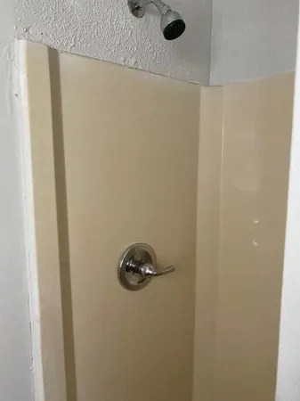 an empty room with closet