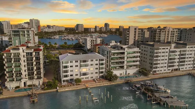 a view of a city with tall buildings