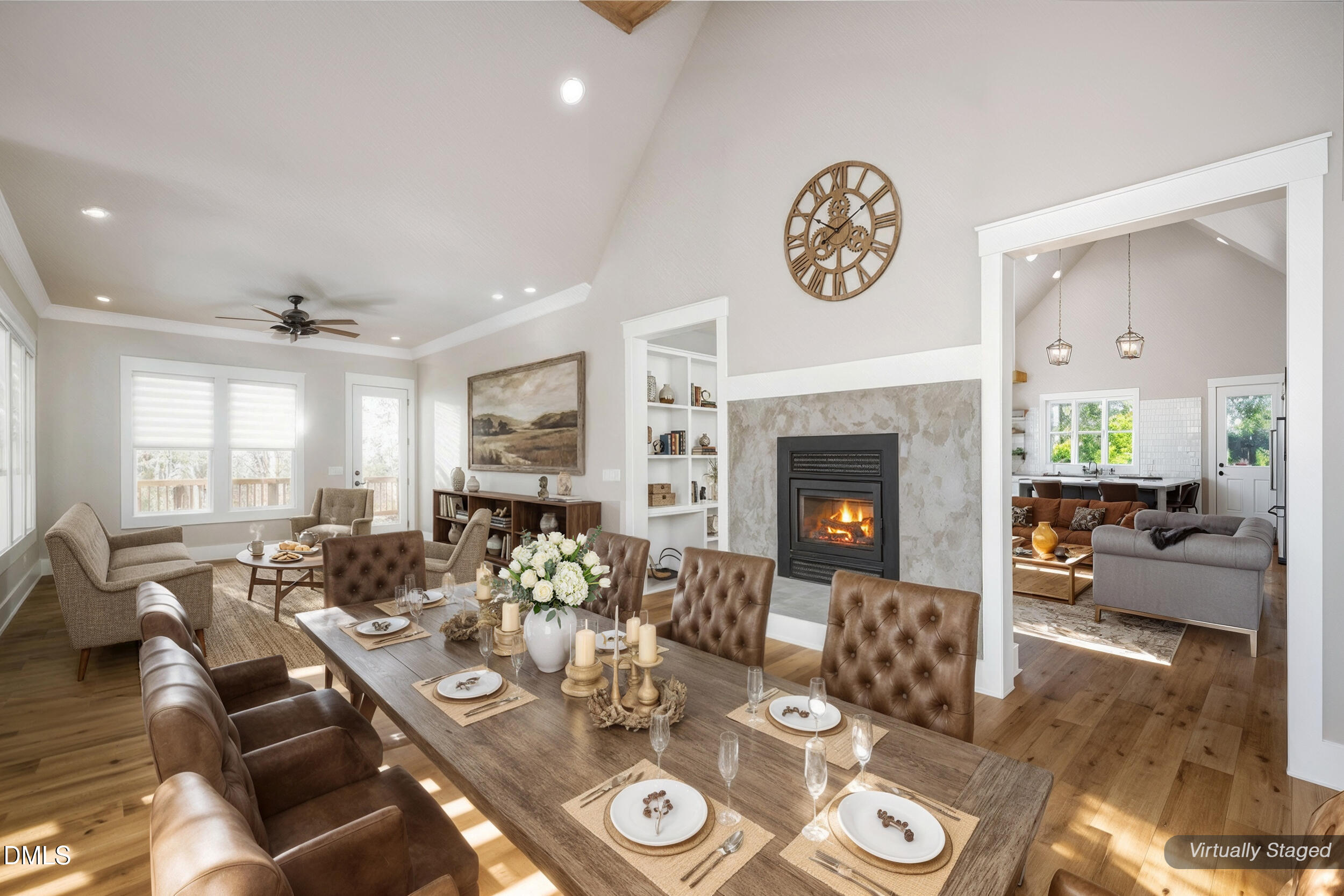 343 Deer Mountain Road Pittsboro, NC 27312 - Photo 15 of 55 a view of a dining room with furniture window and wooden floor