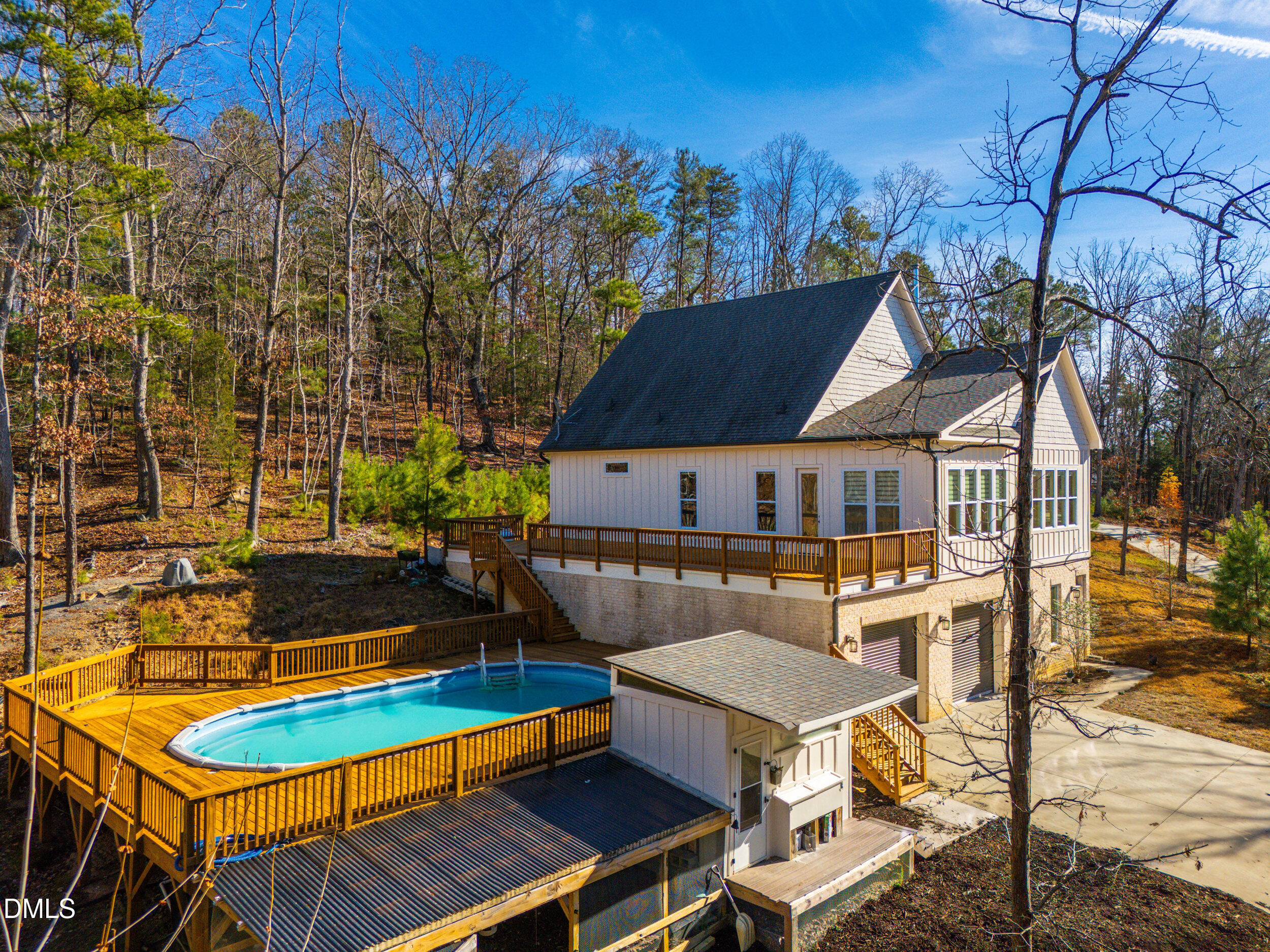 343 Deer Mountain Road Pittsboro, NC 27312 - Photo 51 of 55 an aerial view of a house with swimming pool