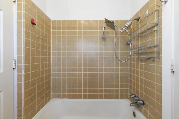 a bathroom with a bathtub
