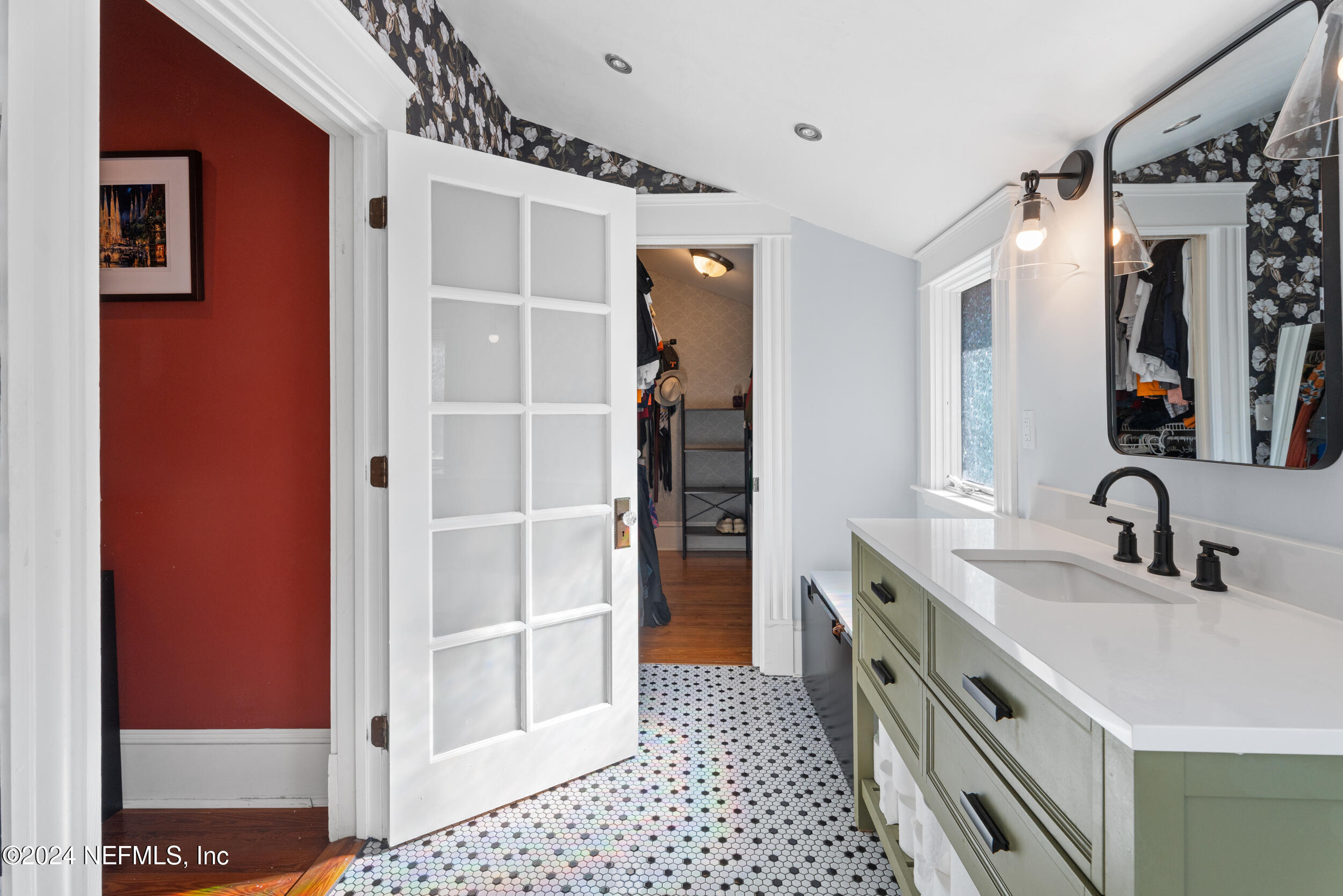 2230 Post Street Jacksonville, FL 32204 - Photo 35 of 48 a bathroom with a sink a vanity and a mirror