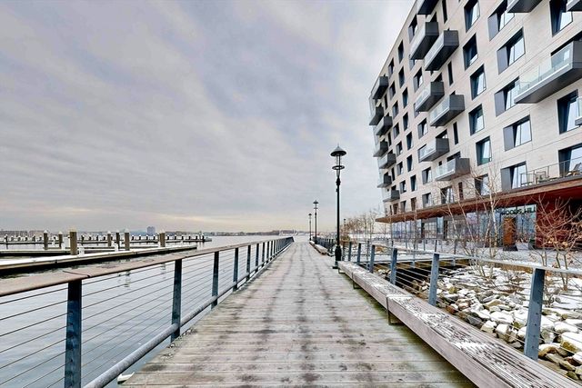 a front view of a building with street