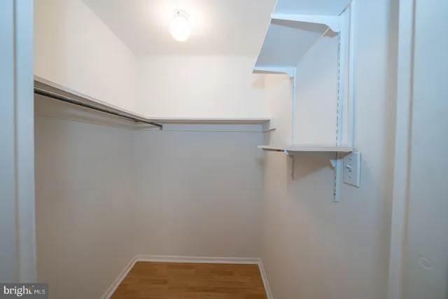 a view of small space with racks on the wall