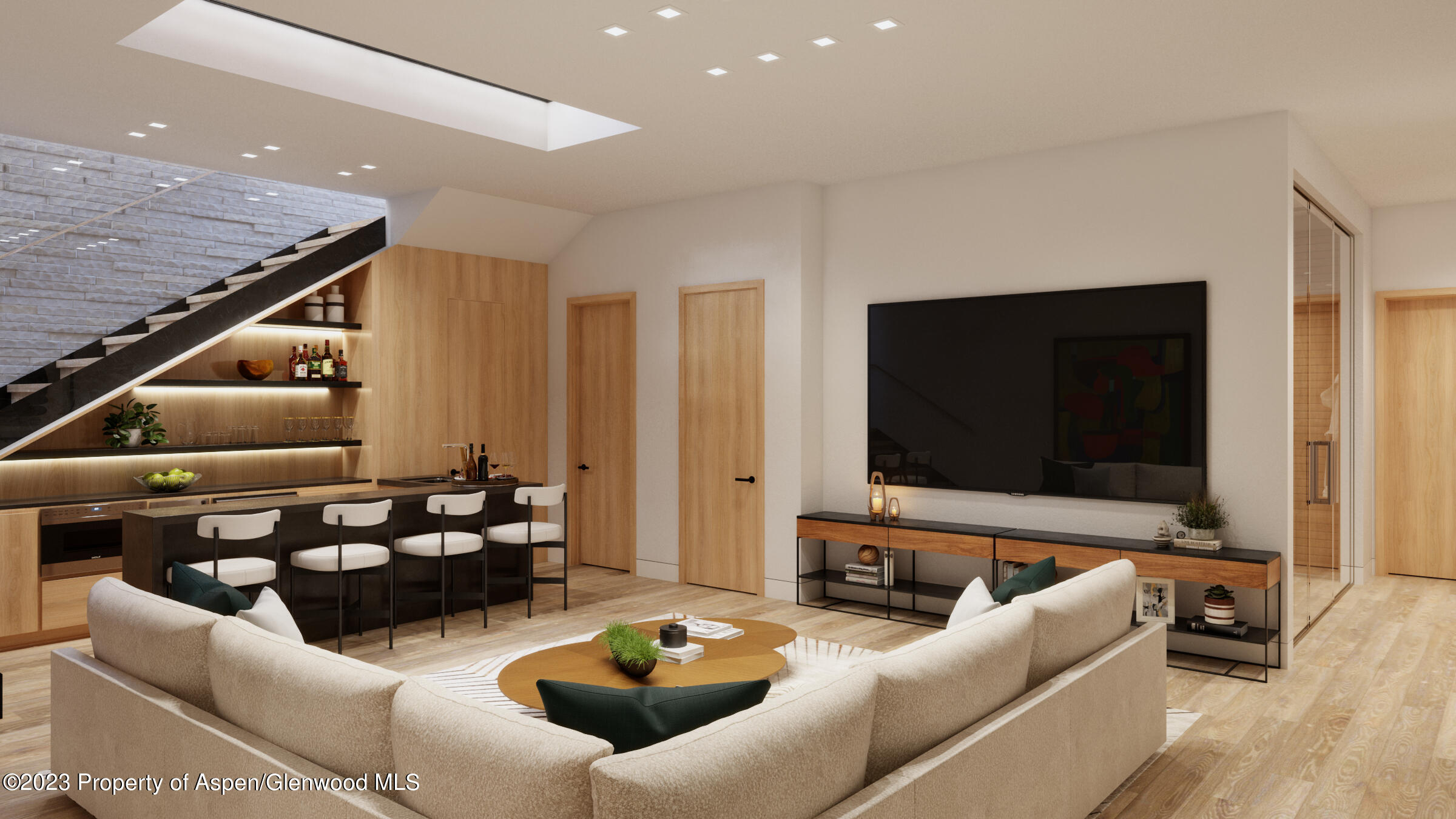 767 Cemetery Lane Aspen, CO 81611 - Photo 22 of 23 a living room with furniture and a flat screen tv