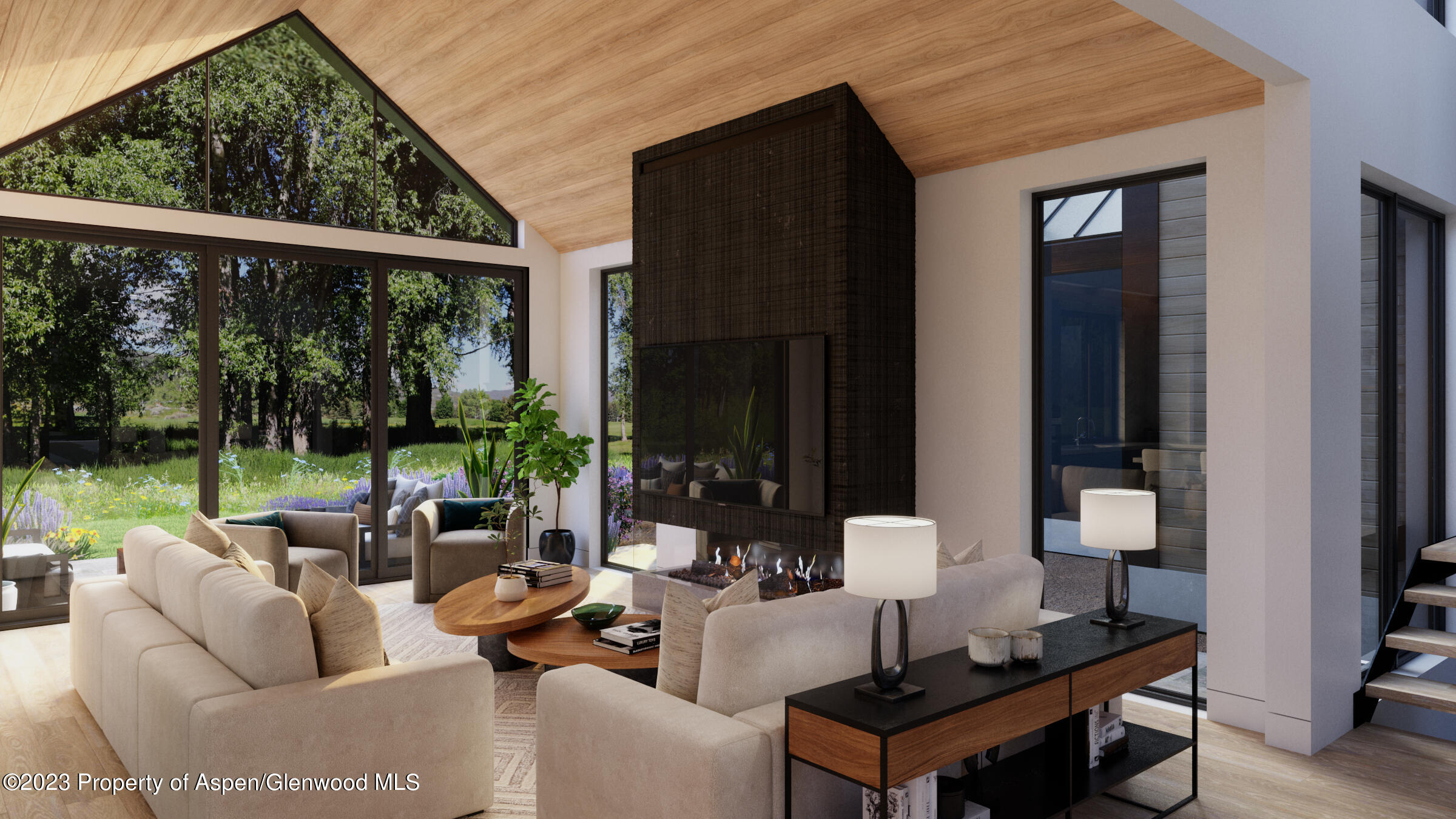 767 Cemetery Lane Aspen, CO 81611 - Photo 6 of 23 a living room with patio furniture and a floor to ceiling window
