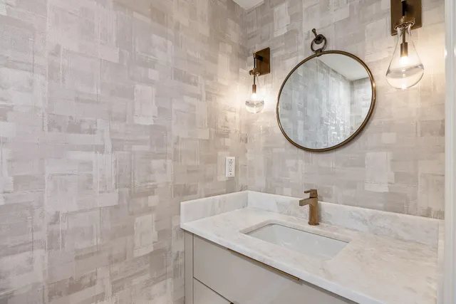 an aerial view of a kitchen tables and chairs
