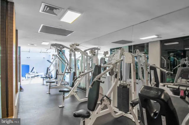 a view of a room with gym equipment