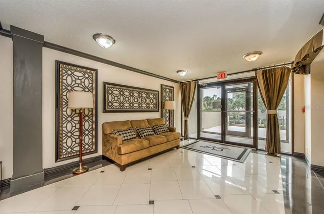 a view of front door with couch