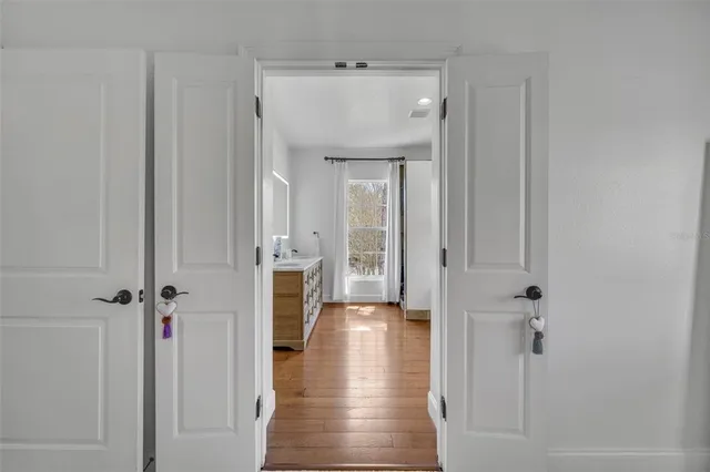 a view of outdoor space with seating area and lake view
