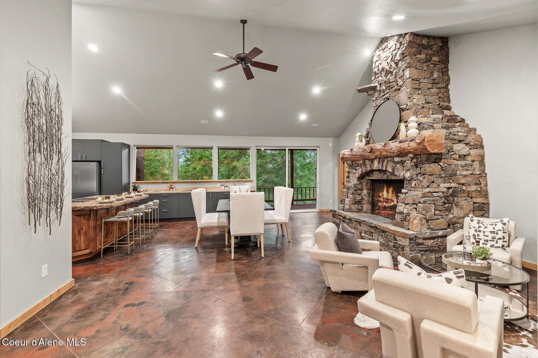 672 Hopkins Road Sandpoint, ID 83864 - Photo 20 of 72 Elegant Custom Wood Fireplace