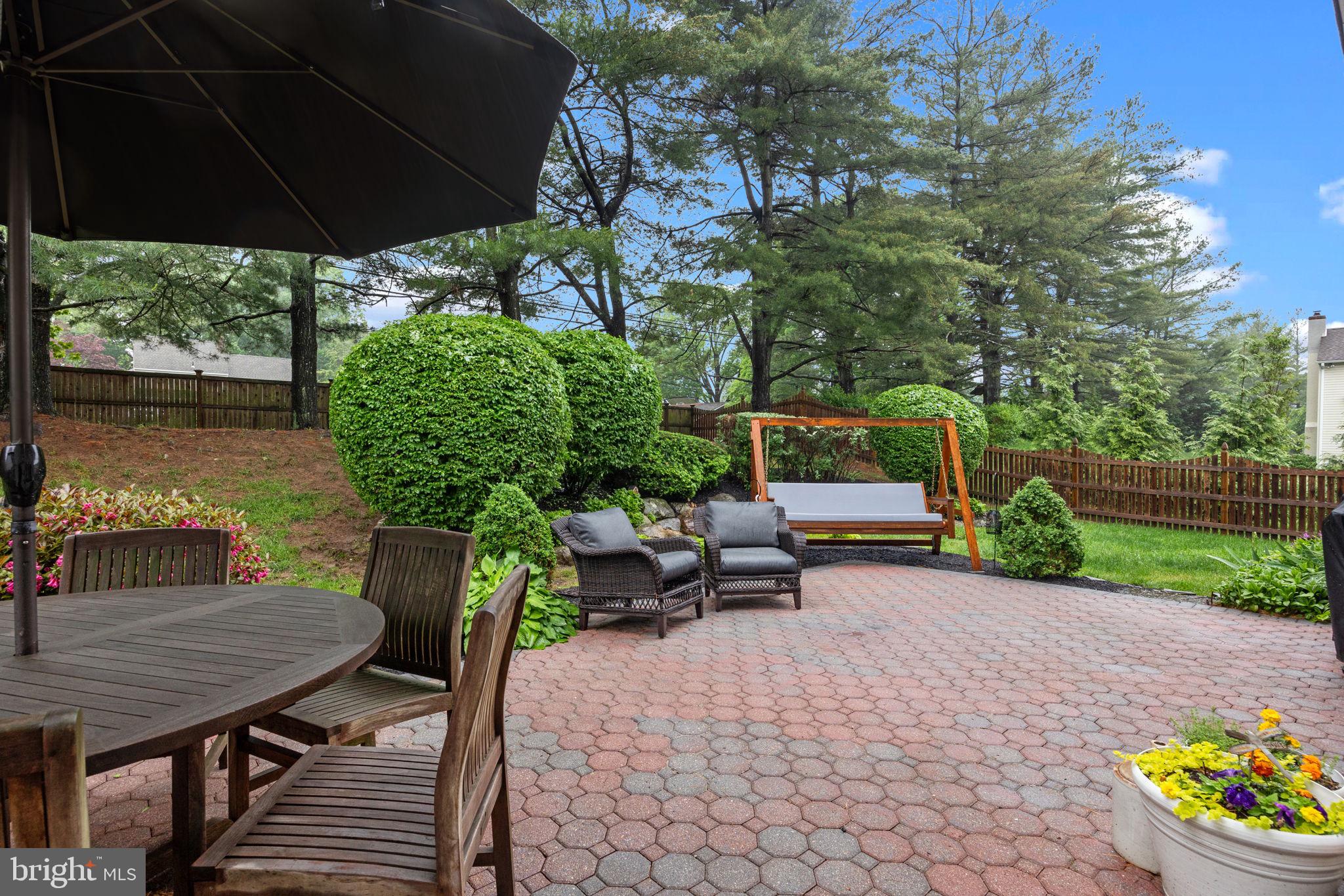 121 Beech Drive Hatboro, PA 19040 - Photo 39 of 46 a view of a patio with table and chairs under an umbrella