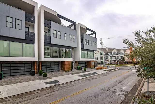 a view of a street with building