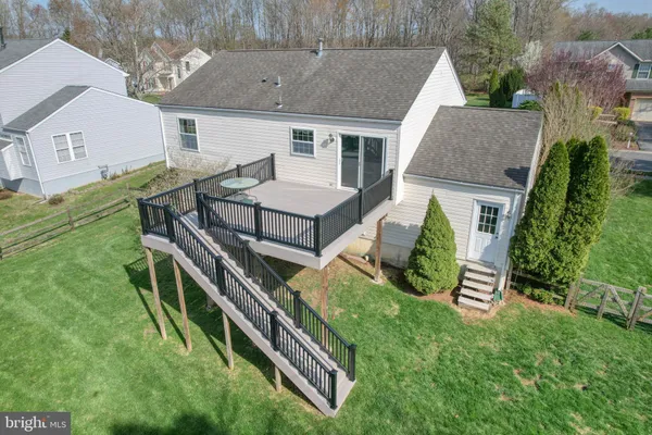 an aerial view of a house having outdoor space