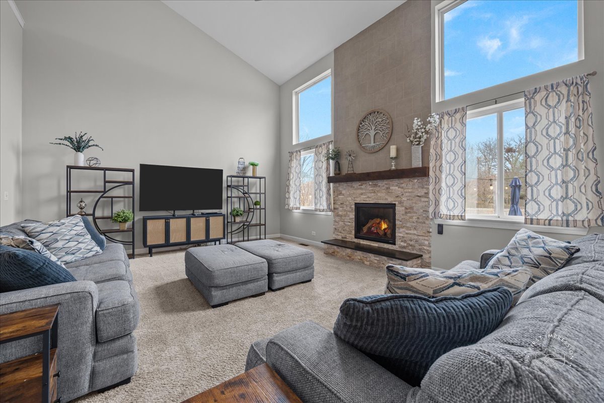 2924 Bauer Road North Aurora, IL 60542 - Photo 3 of 33 a living room with furniture a fireplace and a flat screen tv