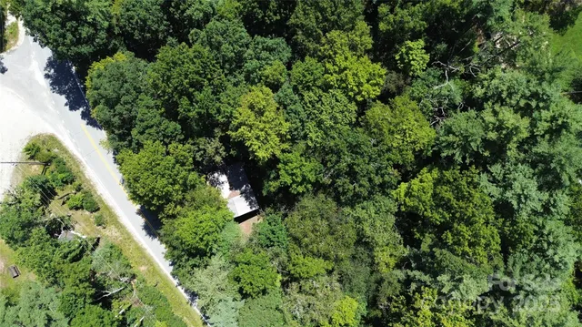 an aerial view of residential house with outdoor space and trees around