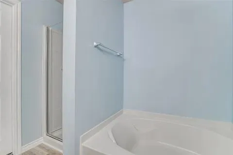 a bathroom with a bathtub