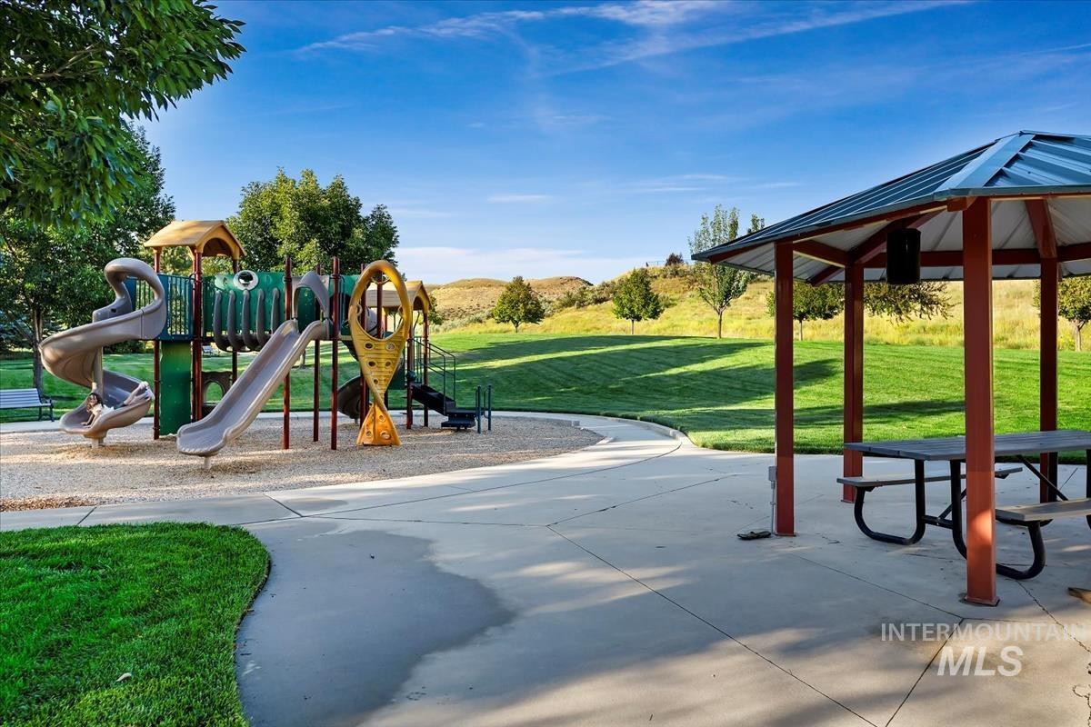 20530 North Shepherds Pie Way Boise, ID 83714 - Photo 40 of 47 Community playground featuring a lawn, a gazebo, and a patio area