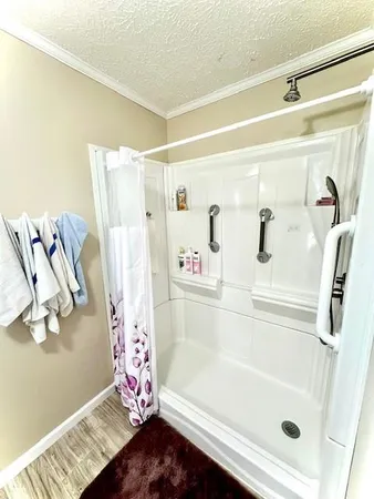 a bathroom with a shower