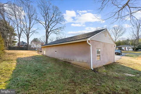a view of a backyard with large tree