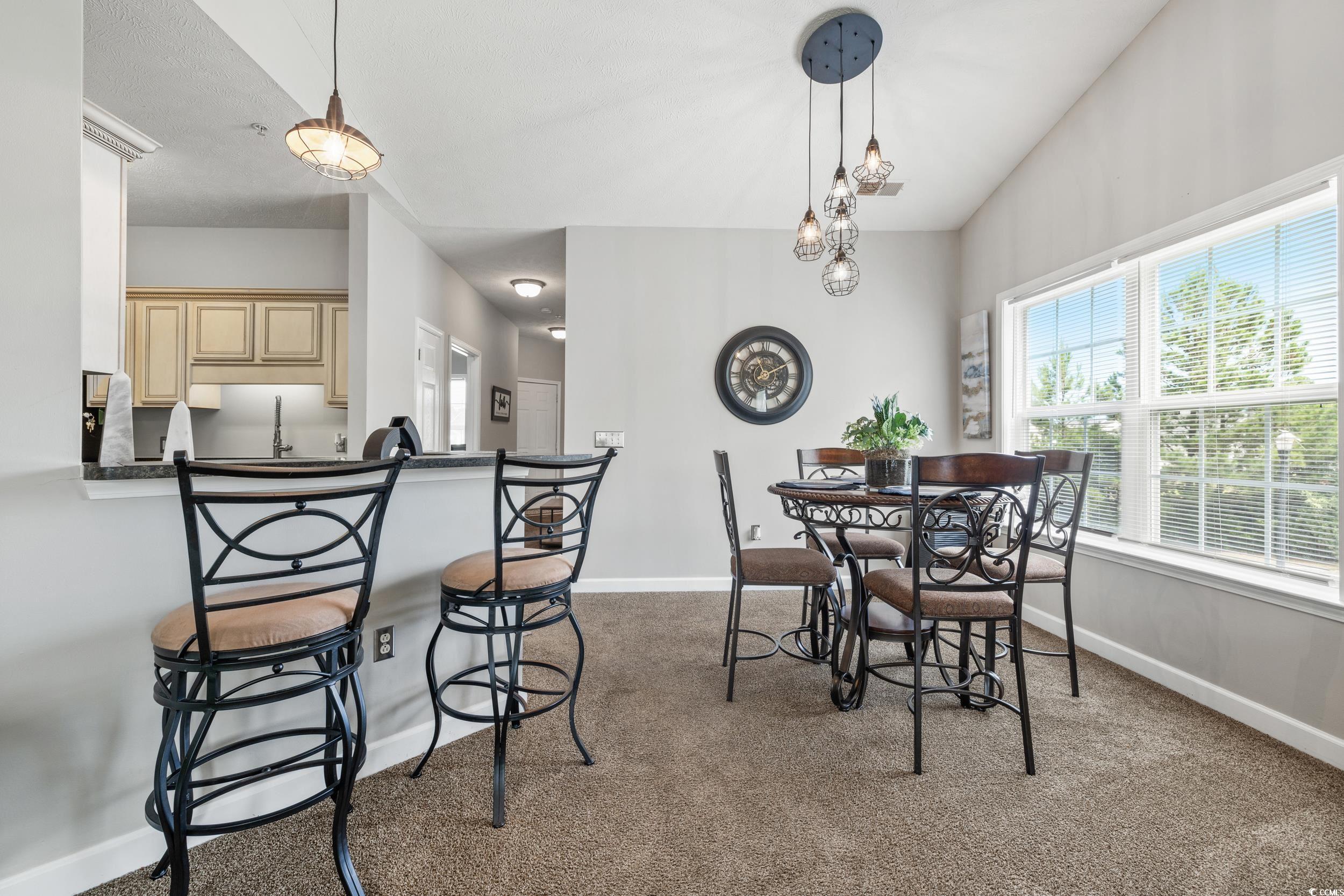 213 Wando River Road, Unit E Myrtle Beach, SC 29579 - Photo 18 of 28 Carpeted living room with ceiling fan and a toweri