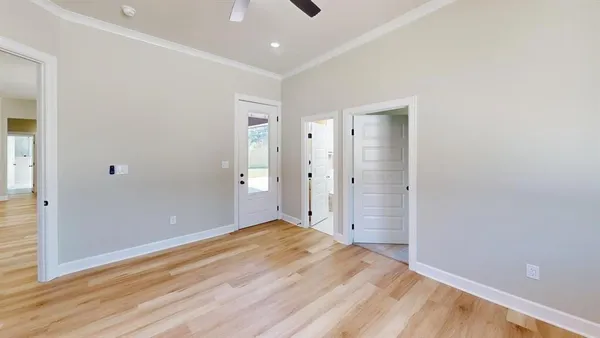 an empty room with windows