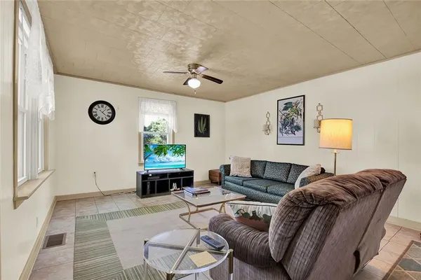 a living room with furniture
