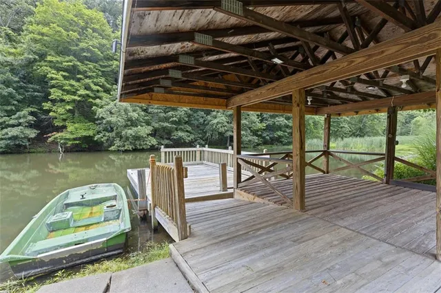 a view of a wooden deck