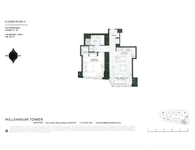 $1,032,000 | 1 Franklin Street, Unit 1411, Boston, MA 02110