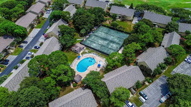 an aerial view of a house