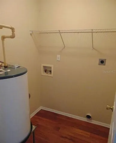 a view of a room with racks on the wall