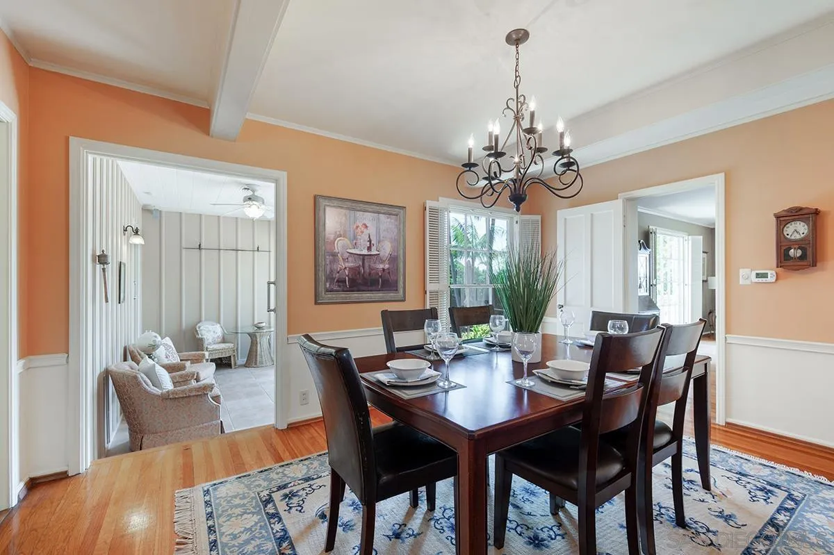 305 West Olive Street San Diego, CA 92103 - Photo 19 of 74 a view of a dining room with furniture and chandelier