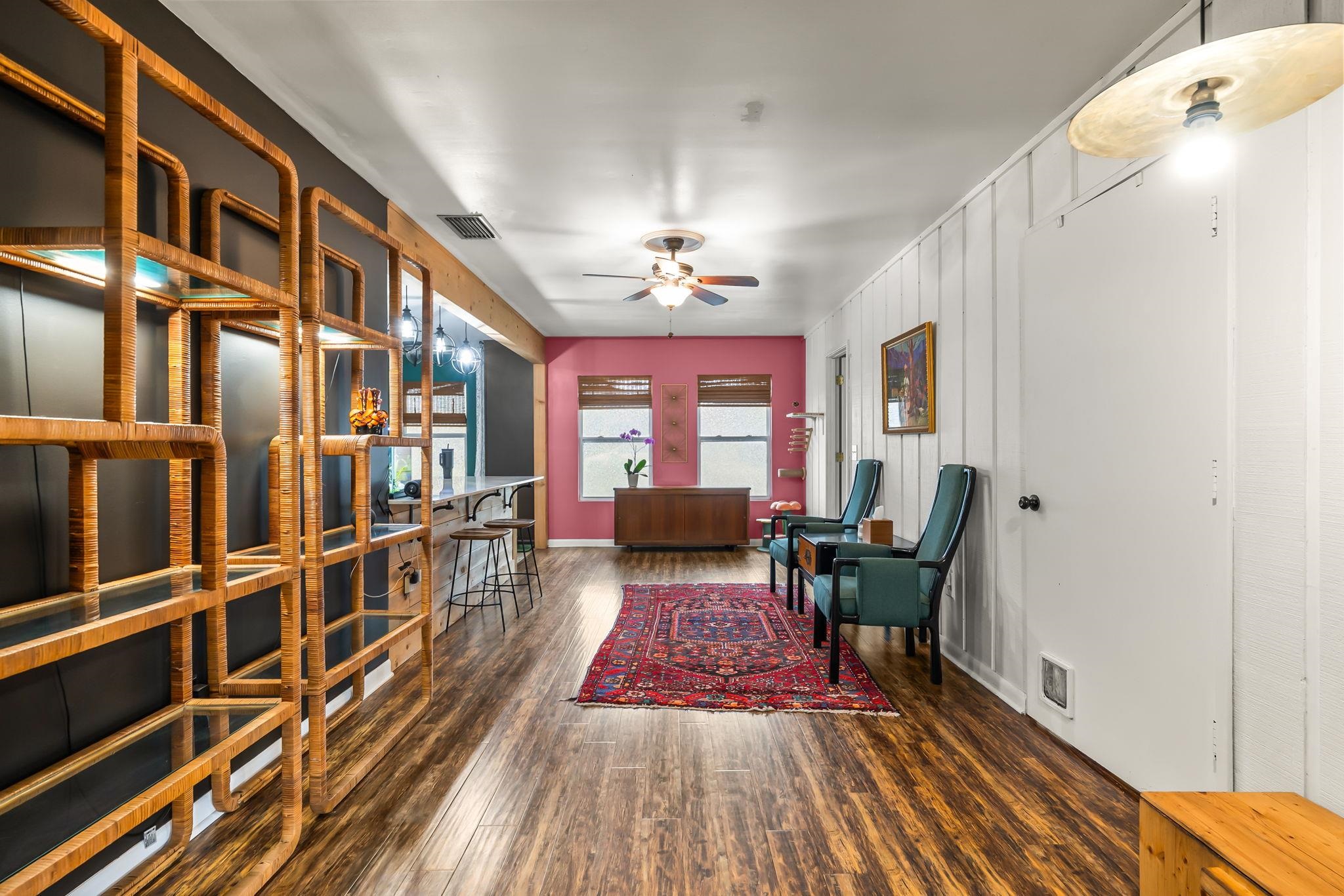 129 Pelican Road St. Augustine, FL 32086 - Photo 19 of 34 Sitting room featuring dark wood finished floors and a ceiling fan