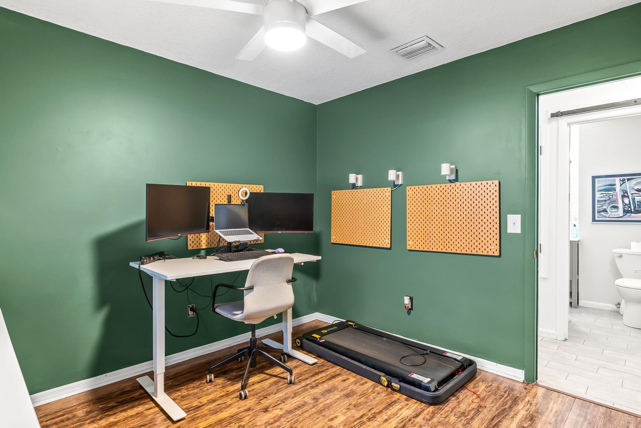 129 Pelican Road St. Augustine, FL 32086 - Photo 23 of 34 Office with light wood-style flooring and a ceiling fan