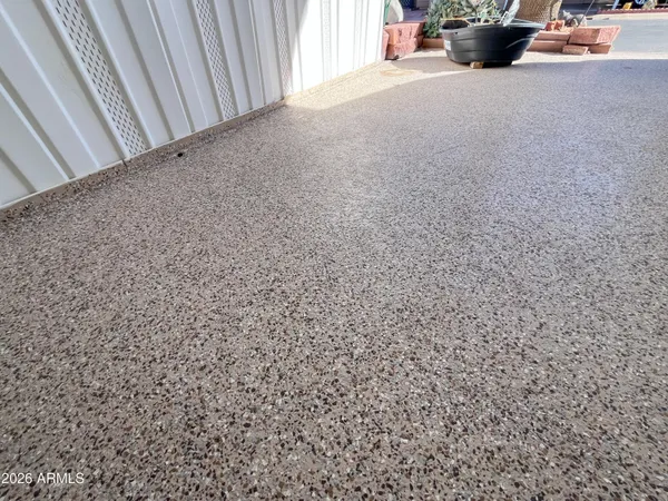 a view of a swimming pool with a garden