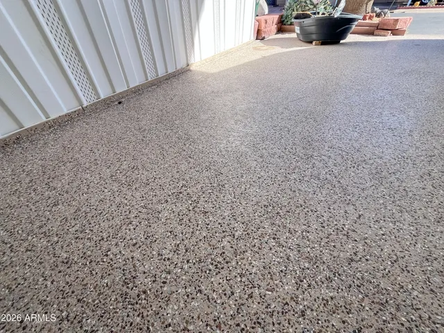 a view of a swimming pool with a garden