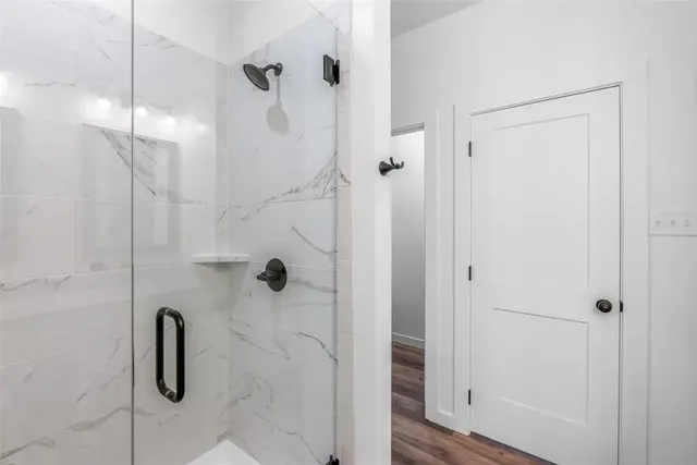 a bathroom with a shower