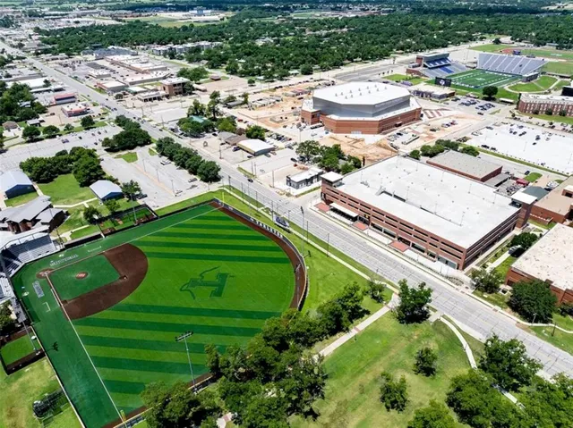an aerial view of a house