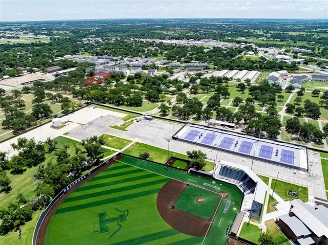 an aerial view of a house