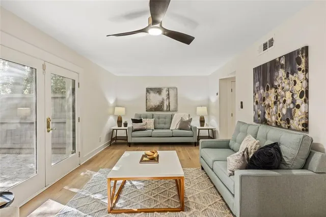 a living room with furniture