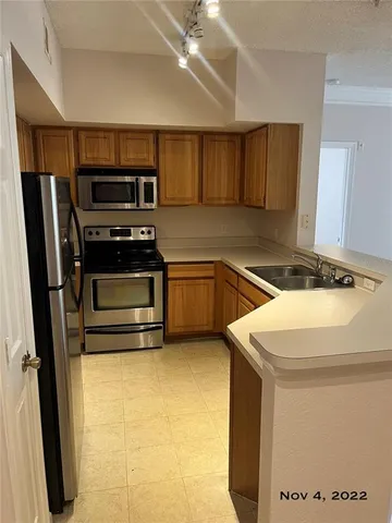 a close view of a refrigerator in kitchen