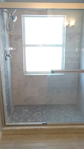 a bathroom with a window
