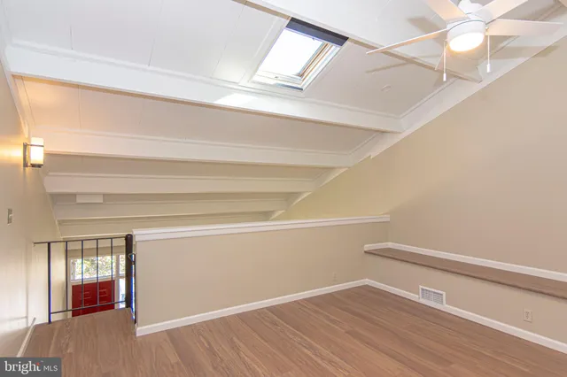 a view of an empty walk in closet