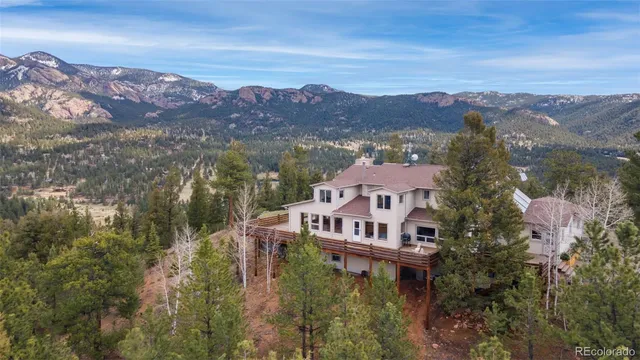 an aerial view of a house with a garden