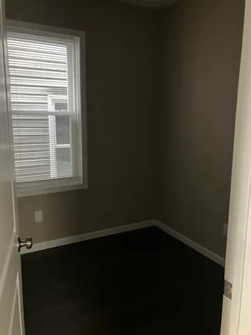 a view of a small space with a window