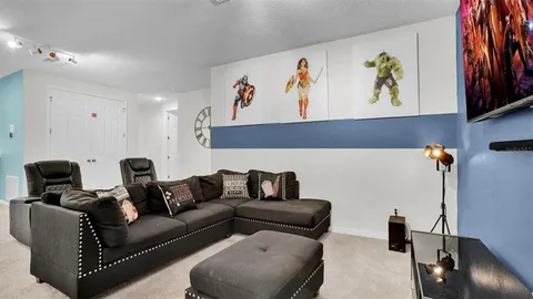 a living room with furniture