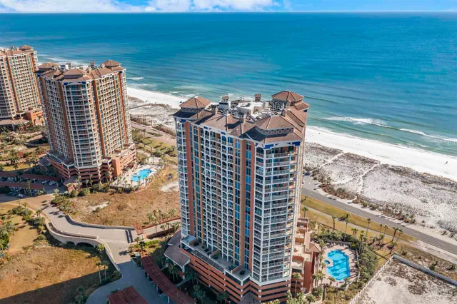 a view of building with ocean view